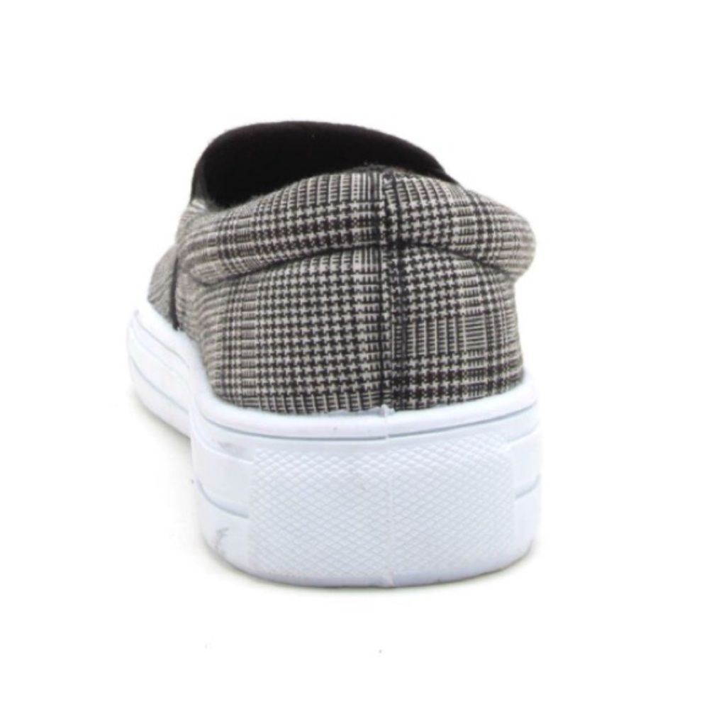 SOLD OUT CLEARANCE Black & white Plaid Slip On Sneakers - Picture 4 of 4